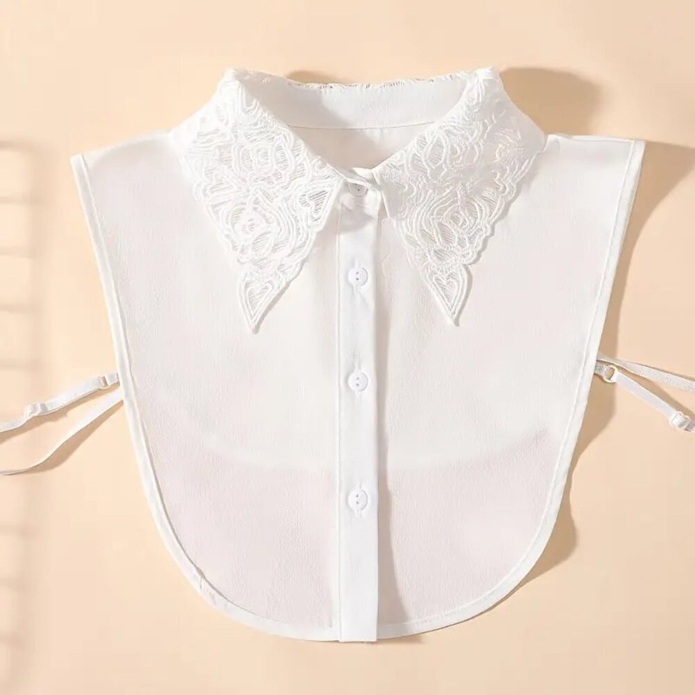 Women Detachable embroidered White Collar